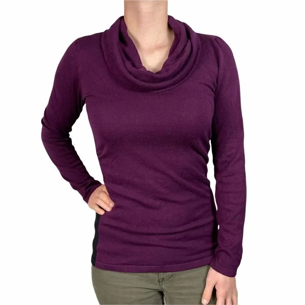 Maruices Plum Cowl Neck Long Sleeve Top